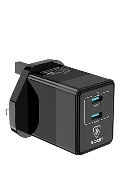 Spon شاحن حائط سريع بتقنية GaN بقوة 45 واط - منفذان USB-C