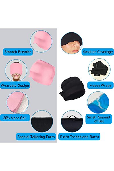 Remy Belle Migraine Ice Head Wrap Gel Headache Relief Hat - Pink