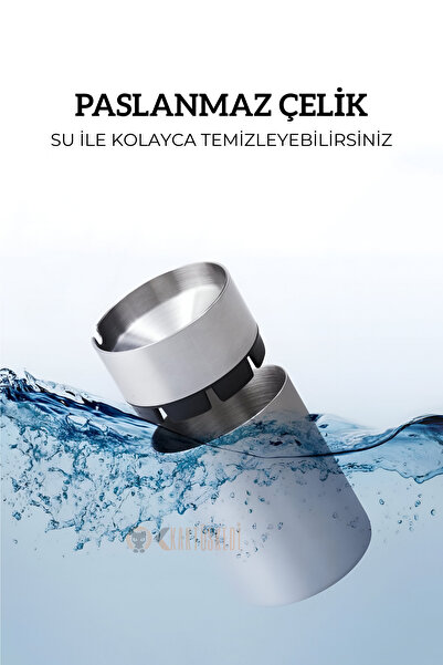 KaktüsKedi Paslanmaz Çelik 12 CM Kokusuz Küllük - Koku Vermeyen Kül Tablası
