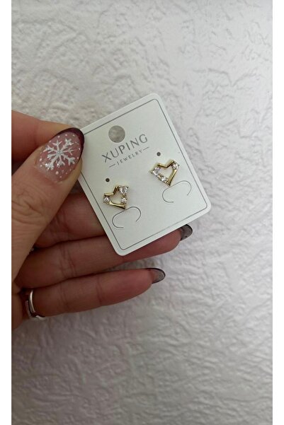 XUPING JEWELRY أقراط فولاذية بتصميم قلب بسيط مرصعة بحجر الزركون