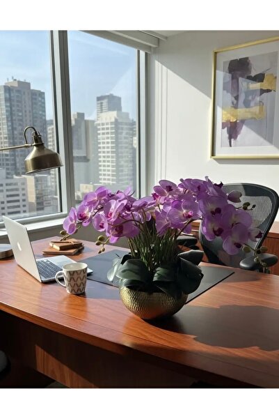 Erden Flowers Islak Dokunuşlu 1.kalite Luxury Orkide 6 lı 82Cm-eskitme saksılı