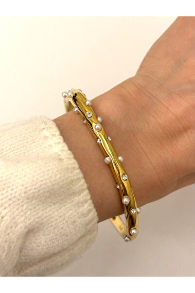 Elysia Accessory İncili Çelik Kelepçe