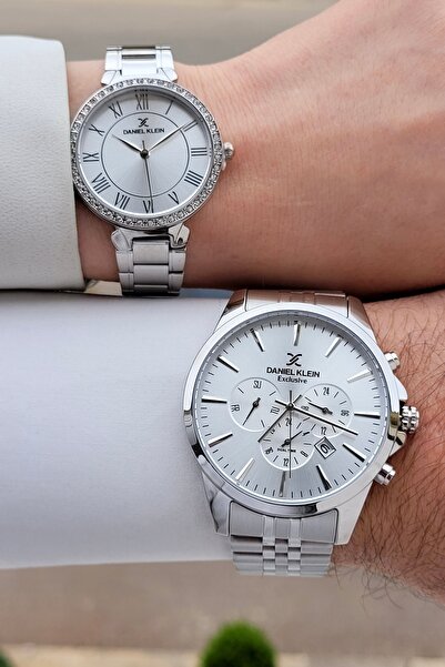 Daniel Klein Gümüş Renk 24 AY Garantili Sevgili Çift İki Kol Saati