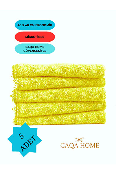 CAQA HOME 5'li Sarı 40x40 Cm Mikrofiber Mutfak Ve Genel Temizlik Bezi, Mikro ...