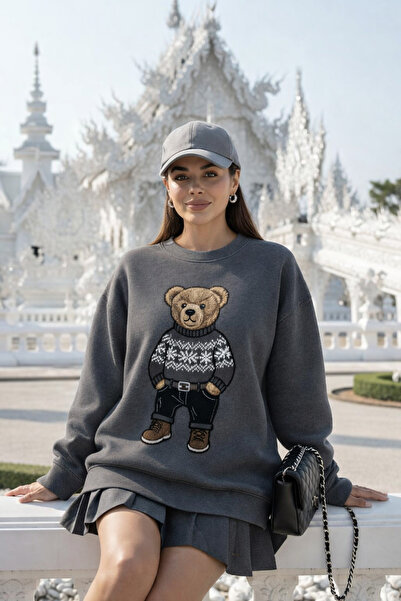 Jose Clothing سويت شيرت مطبوع بأكمام طويلة وقصة كبيرة الحجم