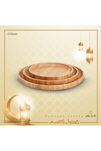 Generic Luxury bamboo serving tray set, 3 round trays