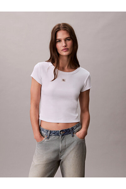 Calvin Klein Kadın Woven Label Baby T-shirt