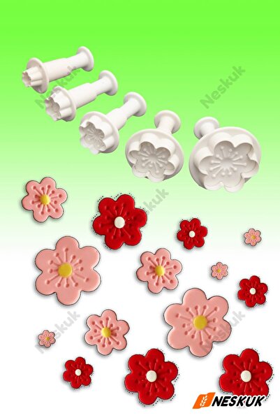 Neskuk 5 قطع من قوالب الزهور ذات الست أوراق الصغيرة / قالب البسكويت / قالب عج...