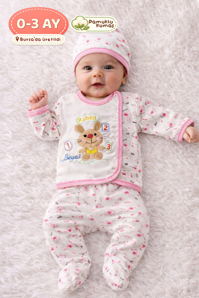 Onouqo طقم أطفال حديثي الولادة مكون من 3 قطع من عمر 0 إلى 3 أشهر - مصنوع من ا...