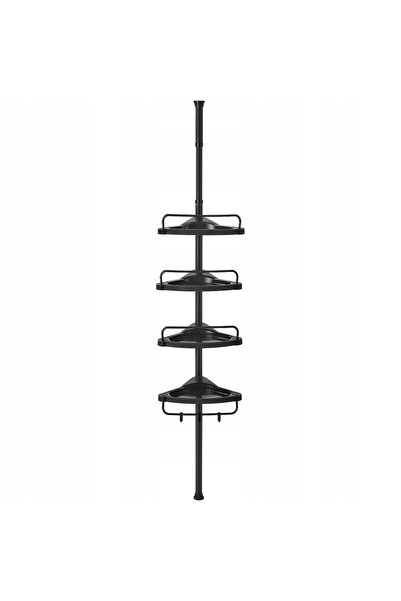 Mercaton Raft pentru baie/dus, de colt, Mercaton, reglabil, 4 rafturi, negru