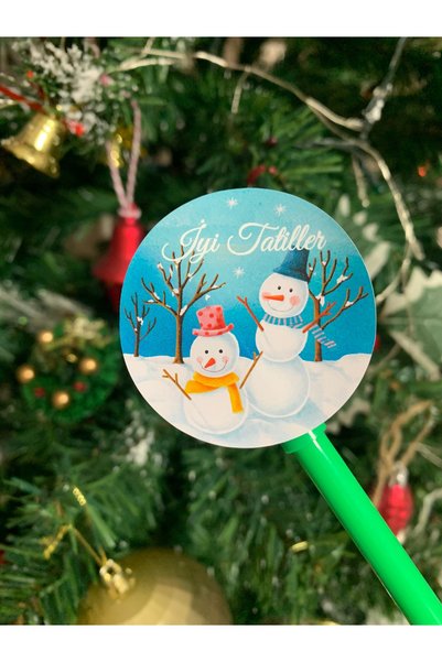 eylülün etiket fabrikası Good Holidays - Snowman Model Winter Themed Sticker - Opaque Sticker - Round Cut - 50 Pieces-5 cm