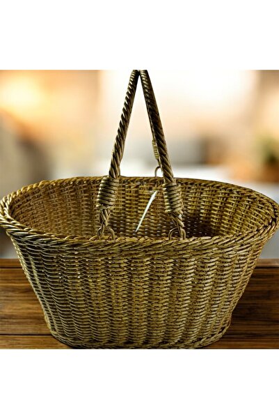 ETERNA HOME plastik rattan çok amaçlı kulplu sepet