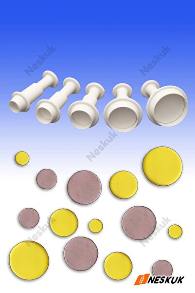 Neskuk 5 قطع من قاطعة الضغط على شكل دائرة صغيرة / قالب البسكويت / قالب عجينة ...