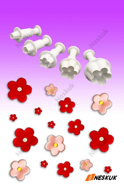 Neskuk 5-Piece Small Five-Petal Flower Press Cutter / Cookie Mold / Fondant M...