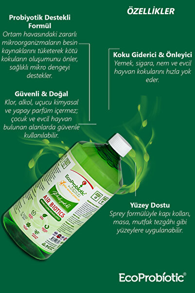 EcoProbiotic Airbiotics Probiyotikli Koku Giderici Sprey Seti (300 ml + 1 L) | Mikroflora Dengeleyici