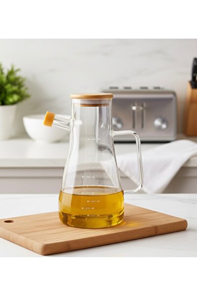 AENLINE HOME Profesyonel Şef Tipi - 900 ml - Cam Yağlık – Ölçekli, Kulplu ve ...