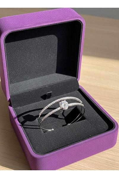 Xido سوار فضي اللون من حجر الزركون على شكل باجيت من الفولاذ مع علبة، هدية للح...