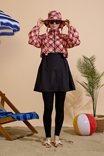 GAVLİA Women's Hijab Swimsuit Set of 5 with Half-Covering Zipper..