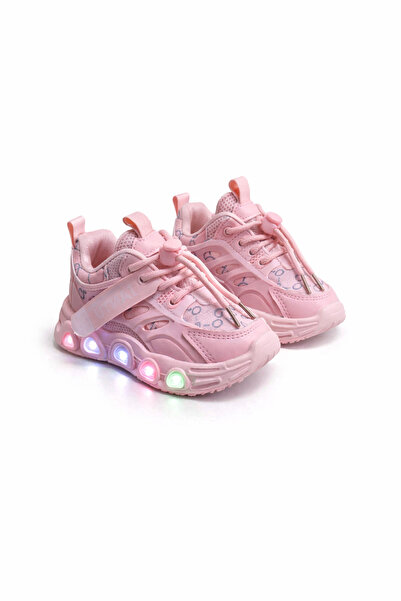 Superbaby Розови маратонки за деца за първите им стъпки, с LED светлини и диз...