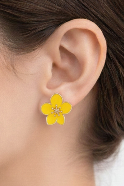 Crc Bijuteri أقراط على شكل زهرة - أقراط نسائية من المجوهرات الاصطناعية