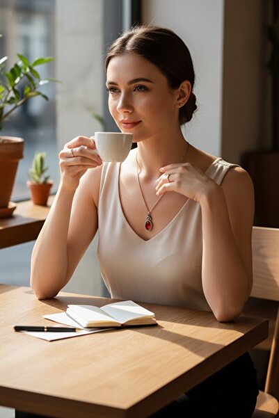 FAYRA ACCESSORIES قلادة من حجر الكريستال البيضاوي