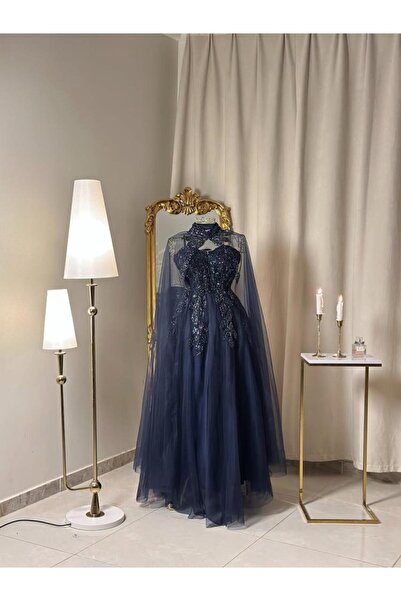 vanus fashion 6294 ~ فستان سهرة طويل كحلي