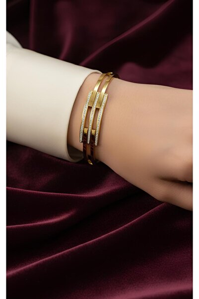 Bontexs سوار أصفاد أنيق من حجر الزركون - ستانلس ستيل مقاوم للتشويه