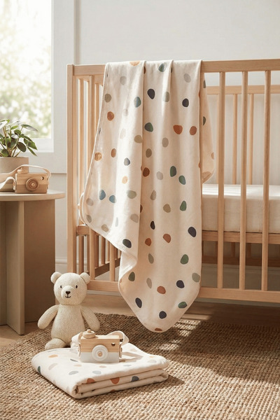 H HONEY BABY Puan Baskılı Çift Katlı Penye Yenidoğan ve Çok Amaçlı %100 Pamuk...