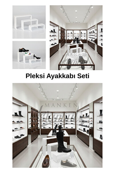 UZMAN GRUP RAF SİSTEMLERİ 3'lü Merdiven Set Pleksi Ayakkabılık Beyaz Renk 10 ...