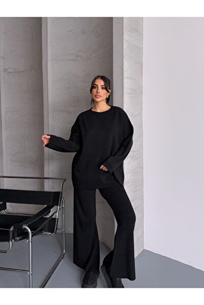 erki triko طقم سترة برقبة دائرية وبنطلون سفلي علوي