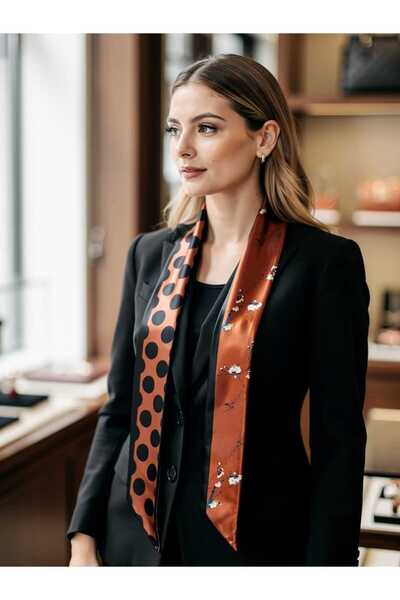 ROZA ACCESSORIES Черно-бял шал от шифон с точки