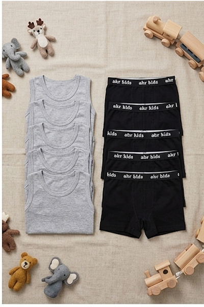 Pi Giyim Σετ 12 τεμαχίων σετ εσωρούχων για αγόρια (6 γκρι εσώρουχα + 6 μαύρα ...