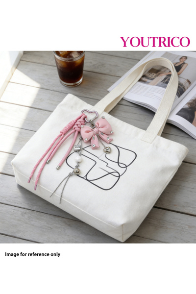 Youtrico Handmade Dopamine Bow Keychain - Beaded Bag Charm for Girls (1pcs)