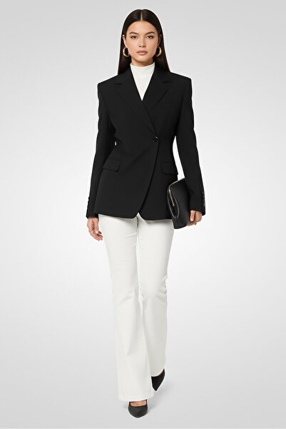 BURBERRY Women Regular Fit Solid Semi-Formal Blazer, Black