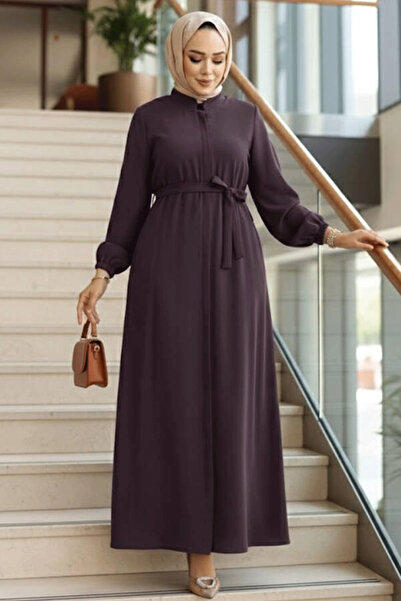 N.S NEVA STYLE فستان تشيونغتشونغ تشيتشي (فيرايس) بحزام ولون البرقوق 26391MU