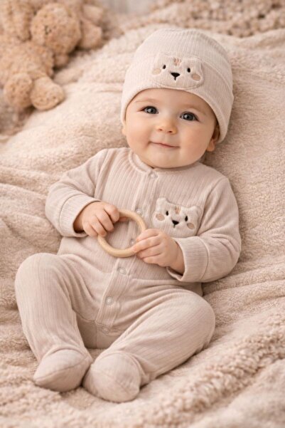 Nexvora Bebek Şapkalı Tulum Kedi Figürlü Cep Detaylı 3 Ay 6 Ay 9 Ay %100 Pamuk