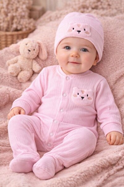 Nexvora Bebek Şapkalı Tulum Kedi Figürlü Cep Detaylı 3 Ay 6 Ay 9 Ay %100 Pamuk