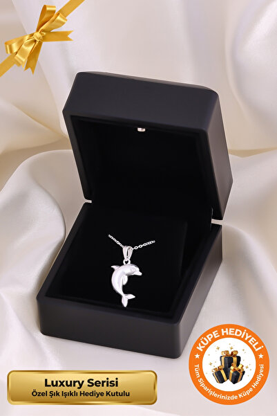 Lucente Jewellery Işıklı Hediye Kutulu Yunus Modeli 925 Ayar Gümüş Kaplama Öz...