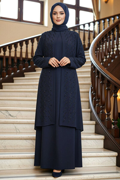 Neva Style Абая с мъниста в тъмносиньо 29120L