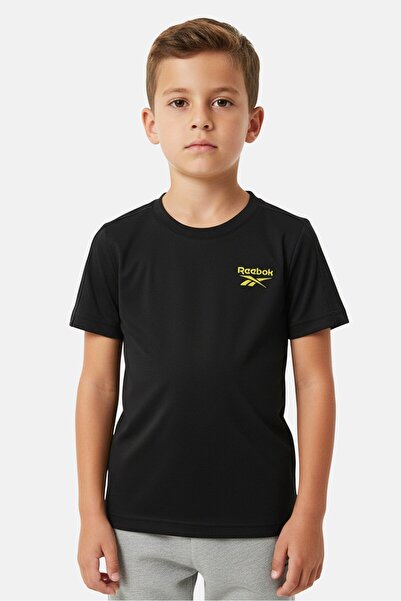Reebok Kids Boy Brand Logo Short Sleeve Training T-Shirt, Black