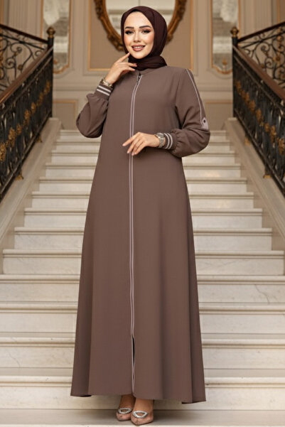 N.S NEVA STYLE Ferace Tesettür din nurcă cu fermoar 26381V