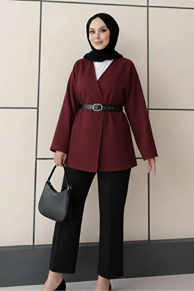 Aysan Moda Bağlama Detaylı Rahat Kalıp Kaşmir Hırka/Ceket