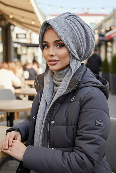 Aişe tesettür Gri Şapka Bone