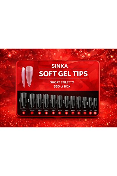 SİNKA Soft Gel Tips Tırnak Jel Destekli Stiletto 550 Pcs