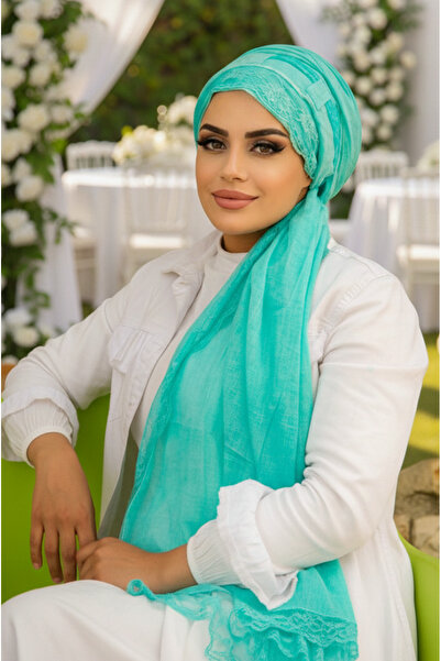 Aişe tesettür Mint Pamuk Biritli Şal