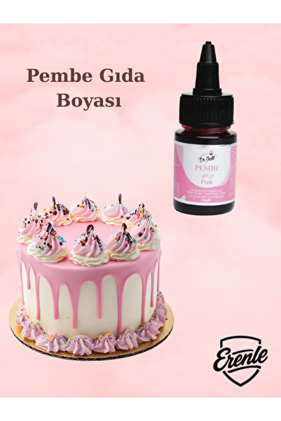 Erenle Gıda Boyası Pembe Pink Yenilebilir Sıvı Likit Su Bazlı Pasta Boyası 25...