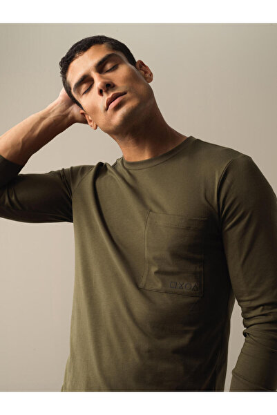 Xint Erkek Haki Pamuk Dokulu Regular Fit Tişört
