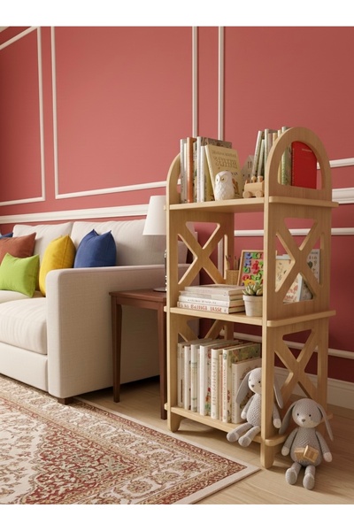 WOODEN MAN Ahşap Oyuncak Dolabı Raf Düzenleyici Çocuk Odası Dekoratif Kitaplık
