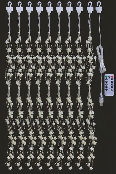 Buffer ® Saçaklı 3*3 Metre Yıldız Boncuklu Dekor Led USB Ev, Oda ve Organizas...