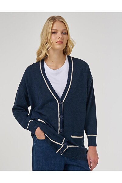 Kayra Kontrast Biyeli Triko Hırka